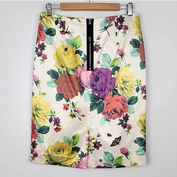 Sandra Angelozzi Women's Silk Cotton Blend Floral Print Mult Skirt Lined Size 36 - Picture 2 of 15